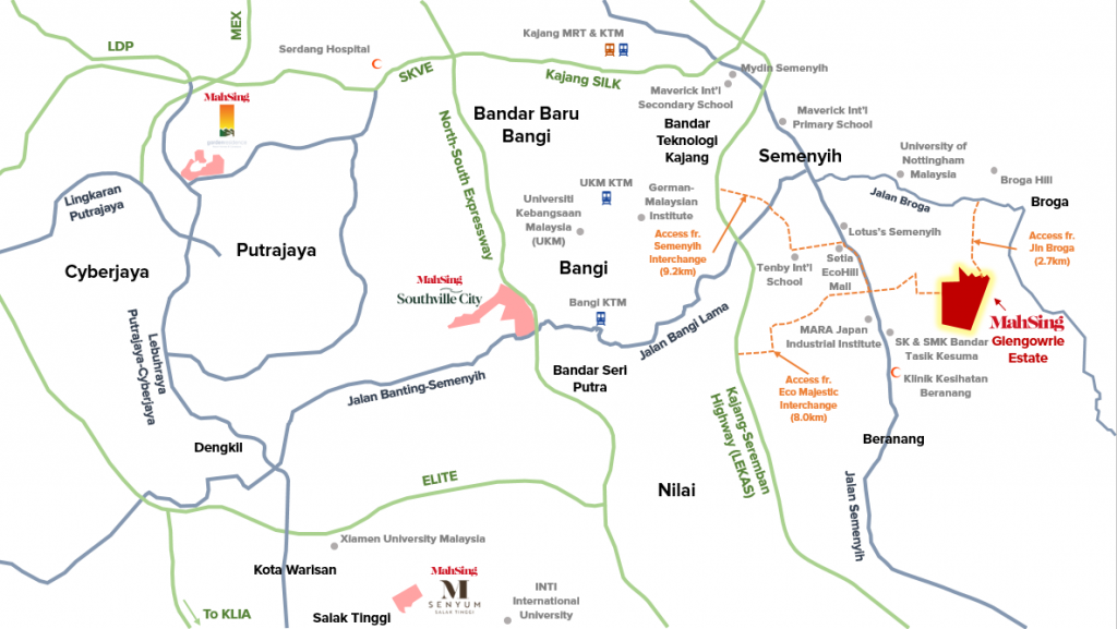 Location map of Mah Sing’s Glengowrie Estate township.