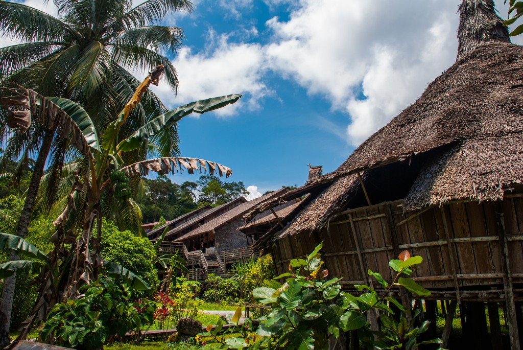 Traditional wooden houses were constructed of natural, locally sourced materials.