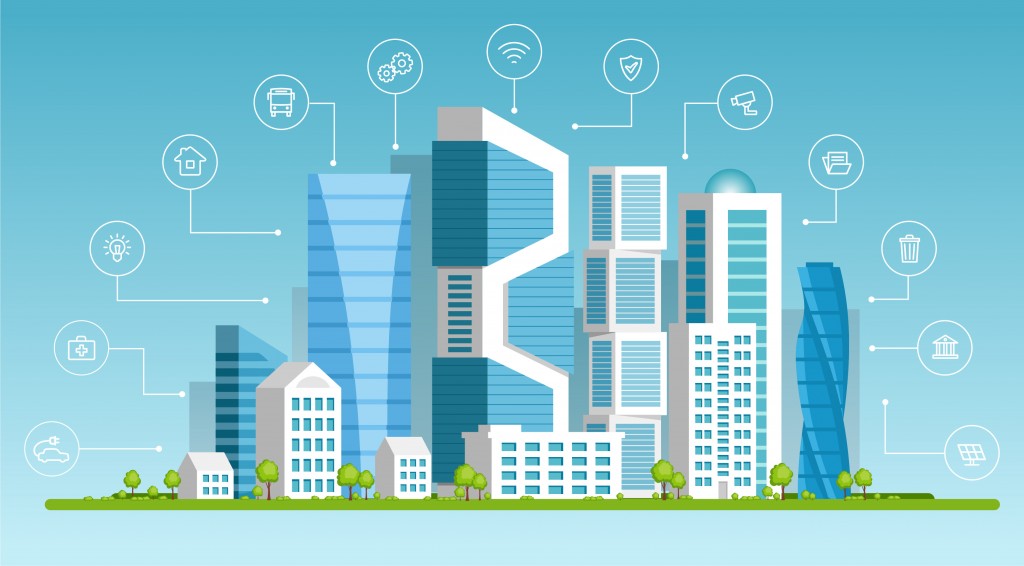 Smart City Concept. Creative Vector Illustration Of Urban Cityscape With Infographic Elements